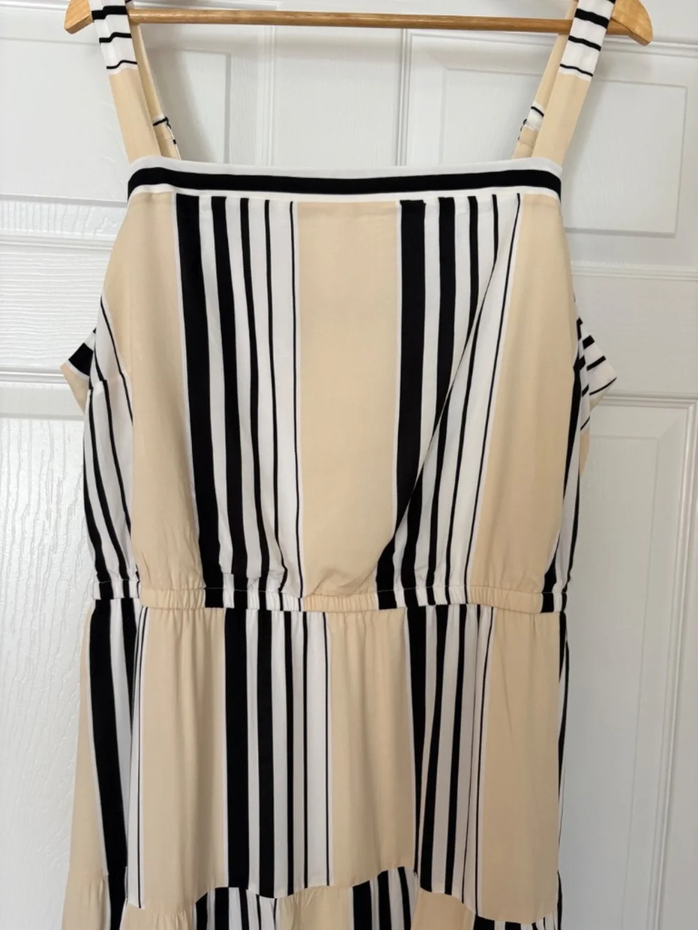 Lane Bryant Sz 18 Butter Yellow, Black and White Stripe Flowy Maxi Dress - Picture 3 of 16